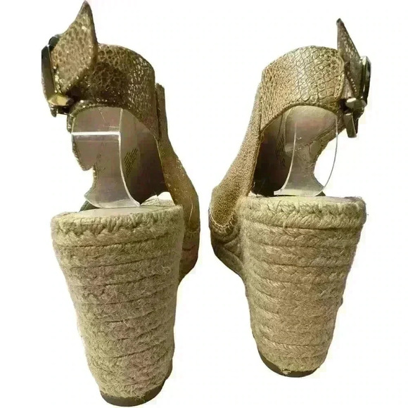 Kenneth Cole New York Olivia Wedge Sandal 3” Jute Heel Buckle Strap Peep Toe 9 - Picture 9 of 10